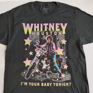 Whitney Houston - I'm Your Baby Tonight , Motorcycle Stars Official T Shirt ( Men M, L ) ***READY TO SHIP from Hong Kong***